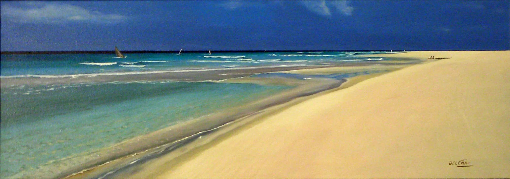 La playa 100x35  Oleo sobre tela